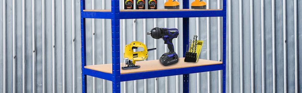 Racking T-Rax - Scaffali in metallo, blu, 90 cm di larghezza, 45 cm di profondità