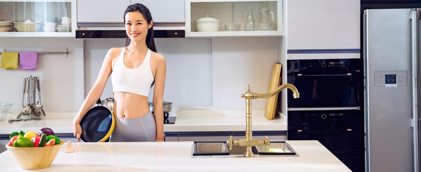 Girevole a 360° Rubinetti Cucina Nostalgia a Due Maniglie