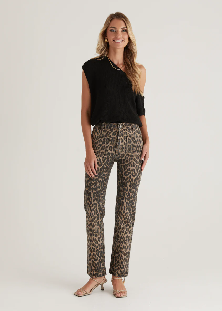 Elkie Stretch Jeans - Leopard - Honorern