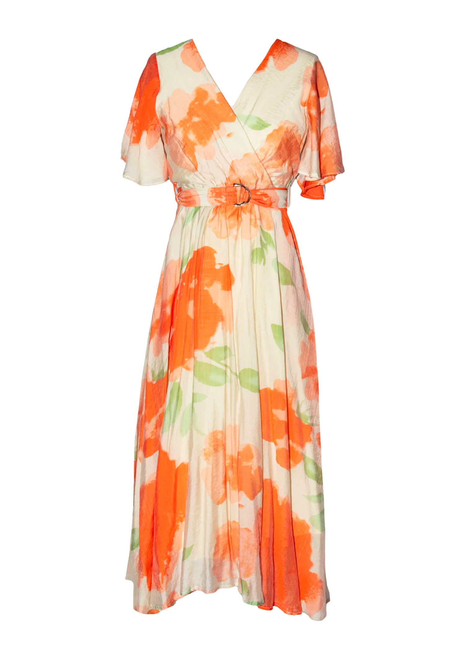 Zanzibar Midi Dress - Orange Watercolour - Honorern