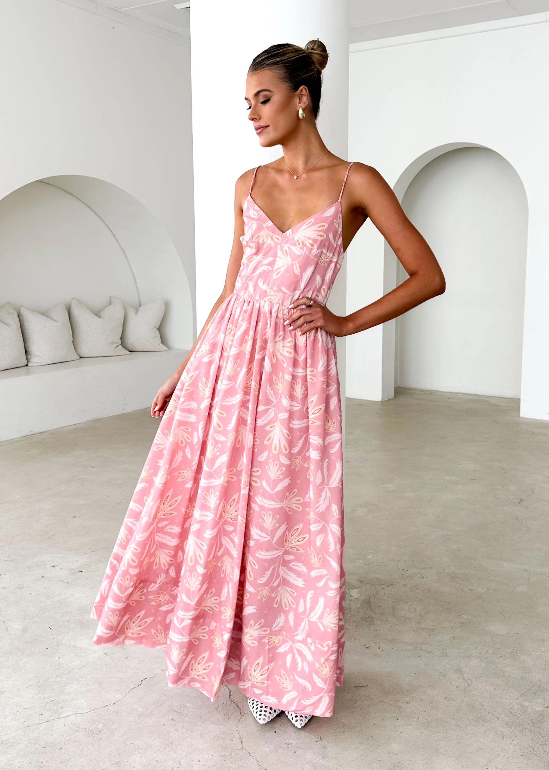 Madrid Maxi Dress - Blush Abstract - Honorern