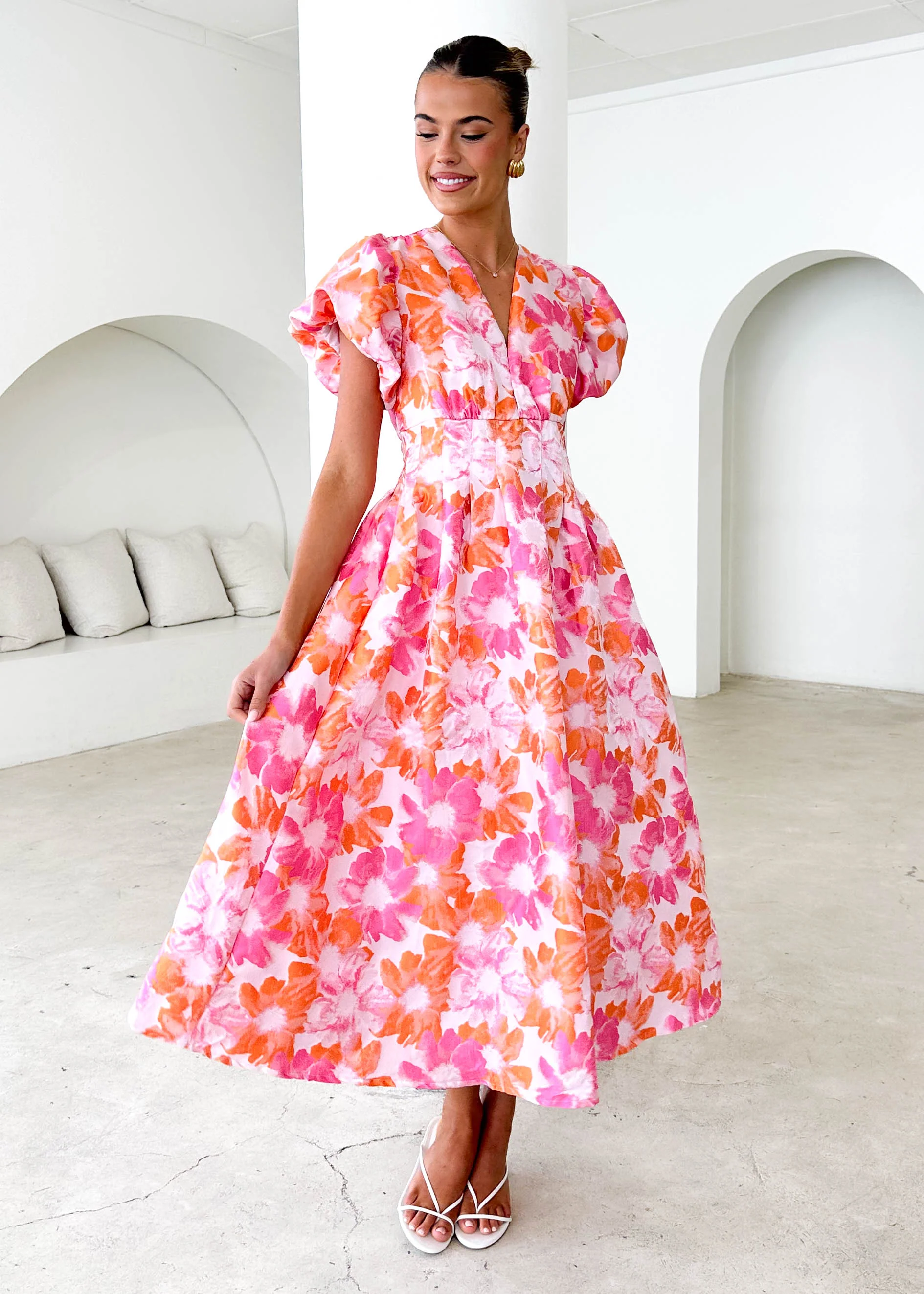 Baske Midi Dress - Sunset Floral - Honorern