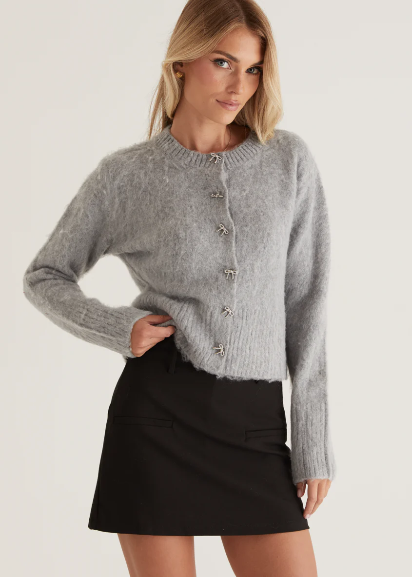 Amari Bow Sweater - Grey - Honorern