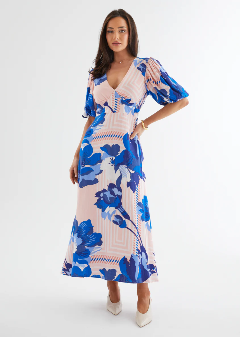 Sybil Maxi Dress - Sapphire Blossom - Honorern