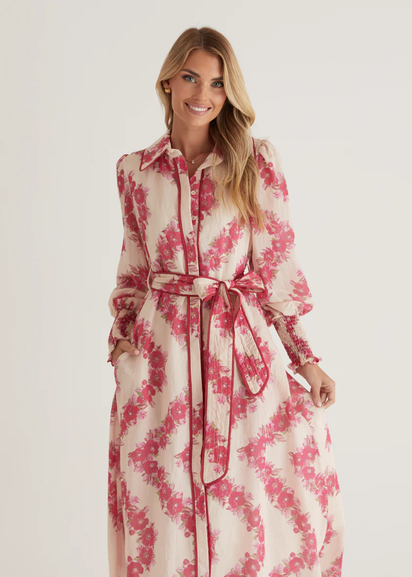 Rosemary Maxi Dress - Magenta Floral - Honorern