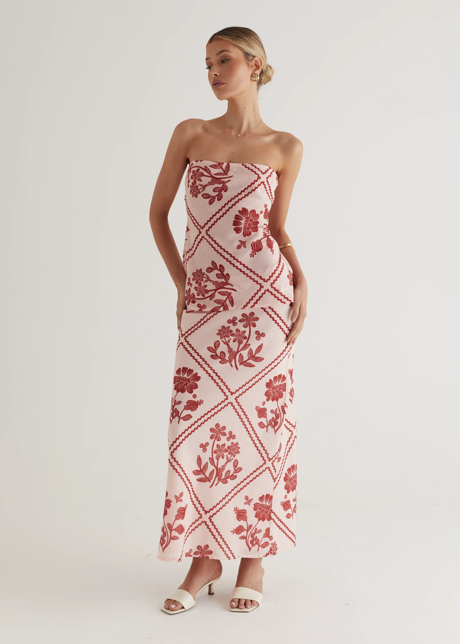 Madi Maxi Skirt - Red Floral - Honorern