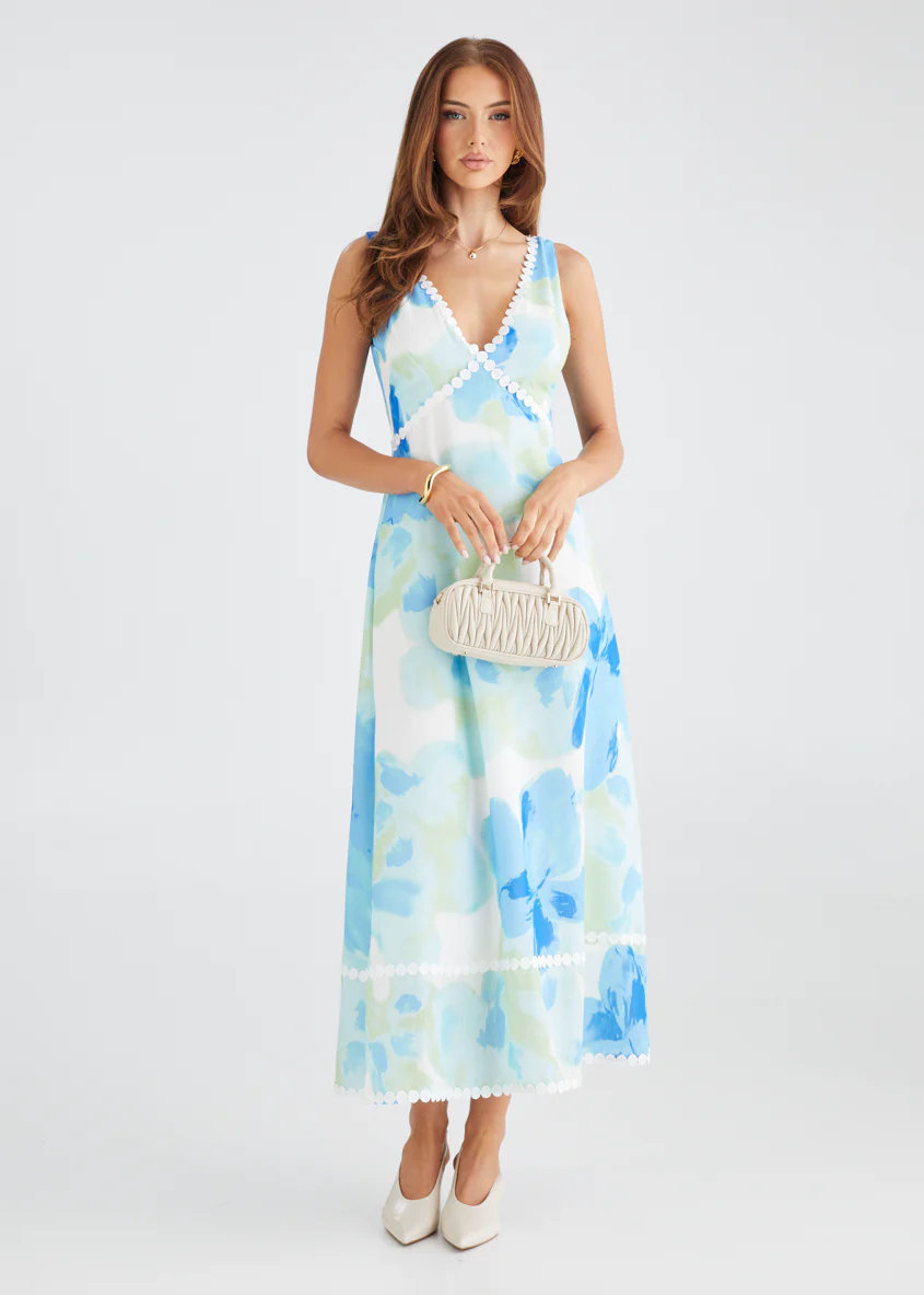 Atlas Maxi Dress - Blue Watercolour - Honorern