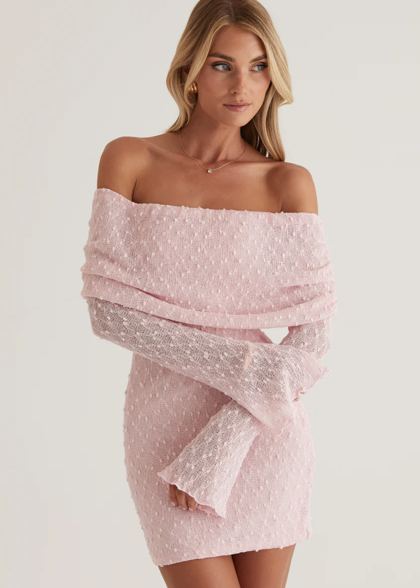 Toulouse Off Shoulder Dress - Pink - Honorern