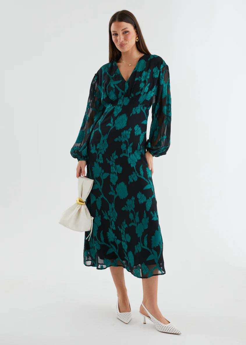 Primavera Maxi Dress - Emerald Floral - Honorern