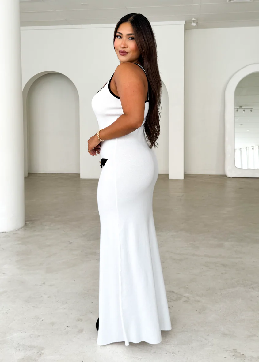 Praia Knit Maxi Dress - Off White - Honorern