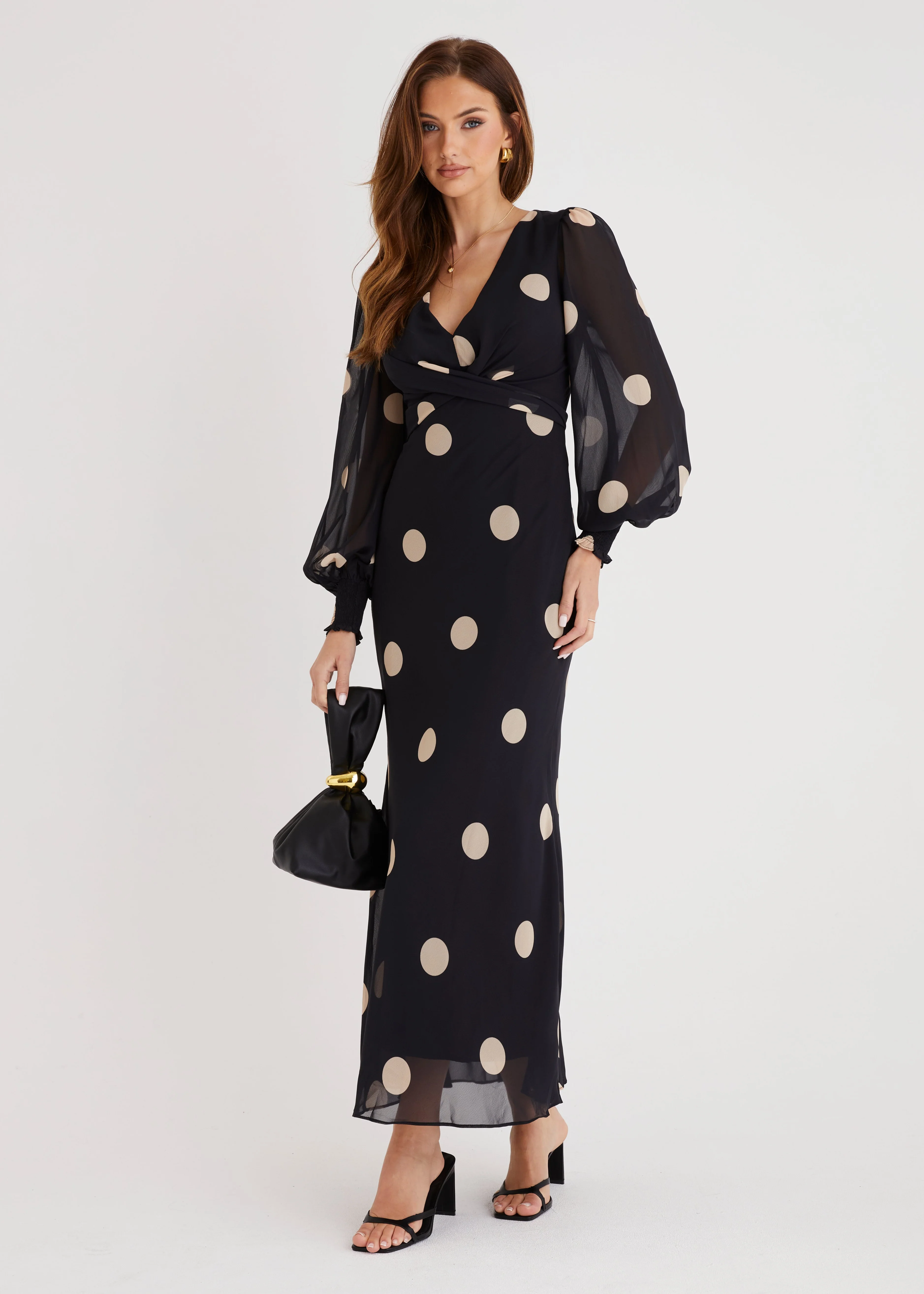 Camellia Midi Dress - Black Polka - Honorern
