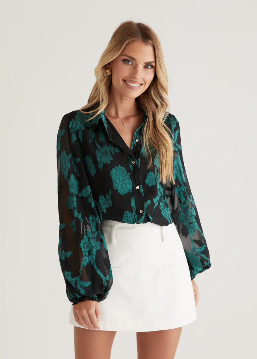 Avril Shirt - Emerald Floral - Honorern