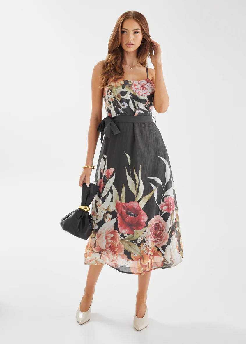 Andrea Midi Dress - Black Garden - Honorern