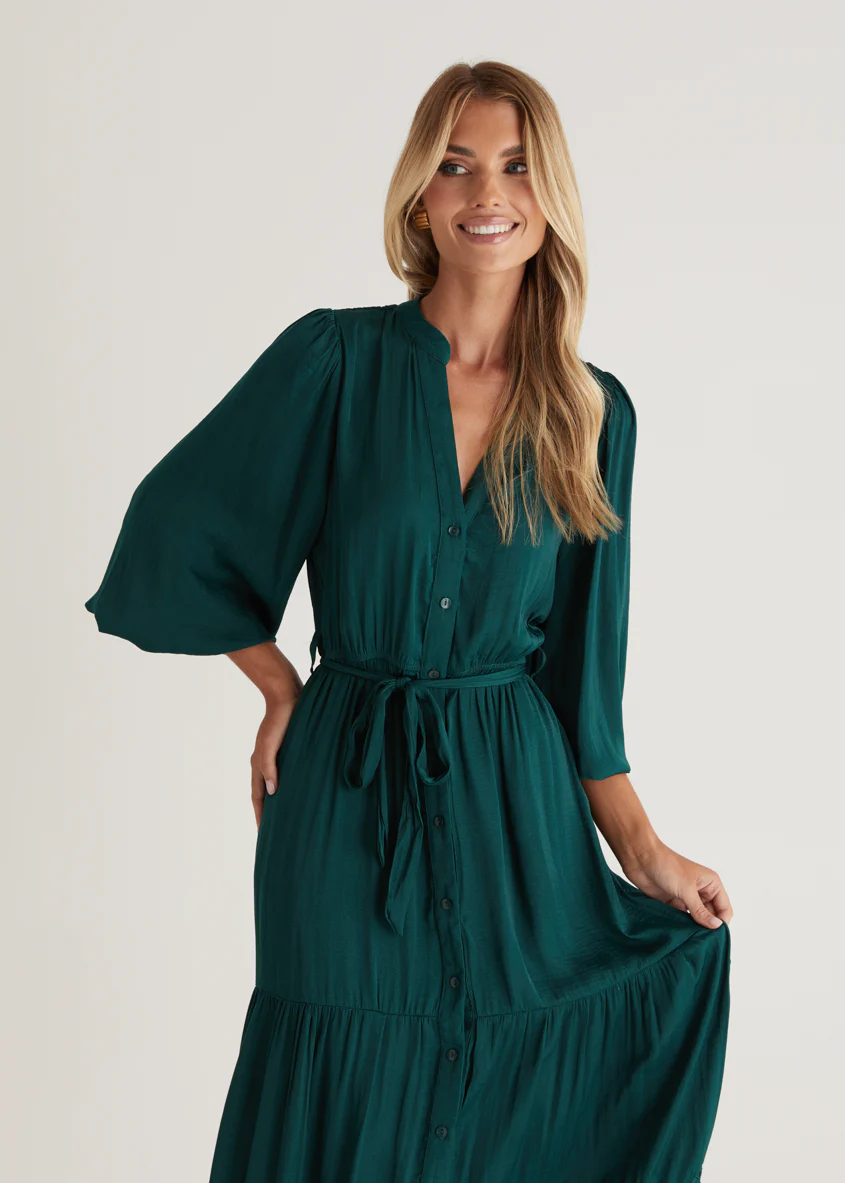 Maya Midi Dress - Emerald - Honorern