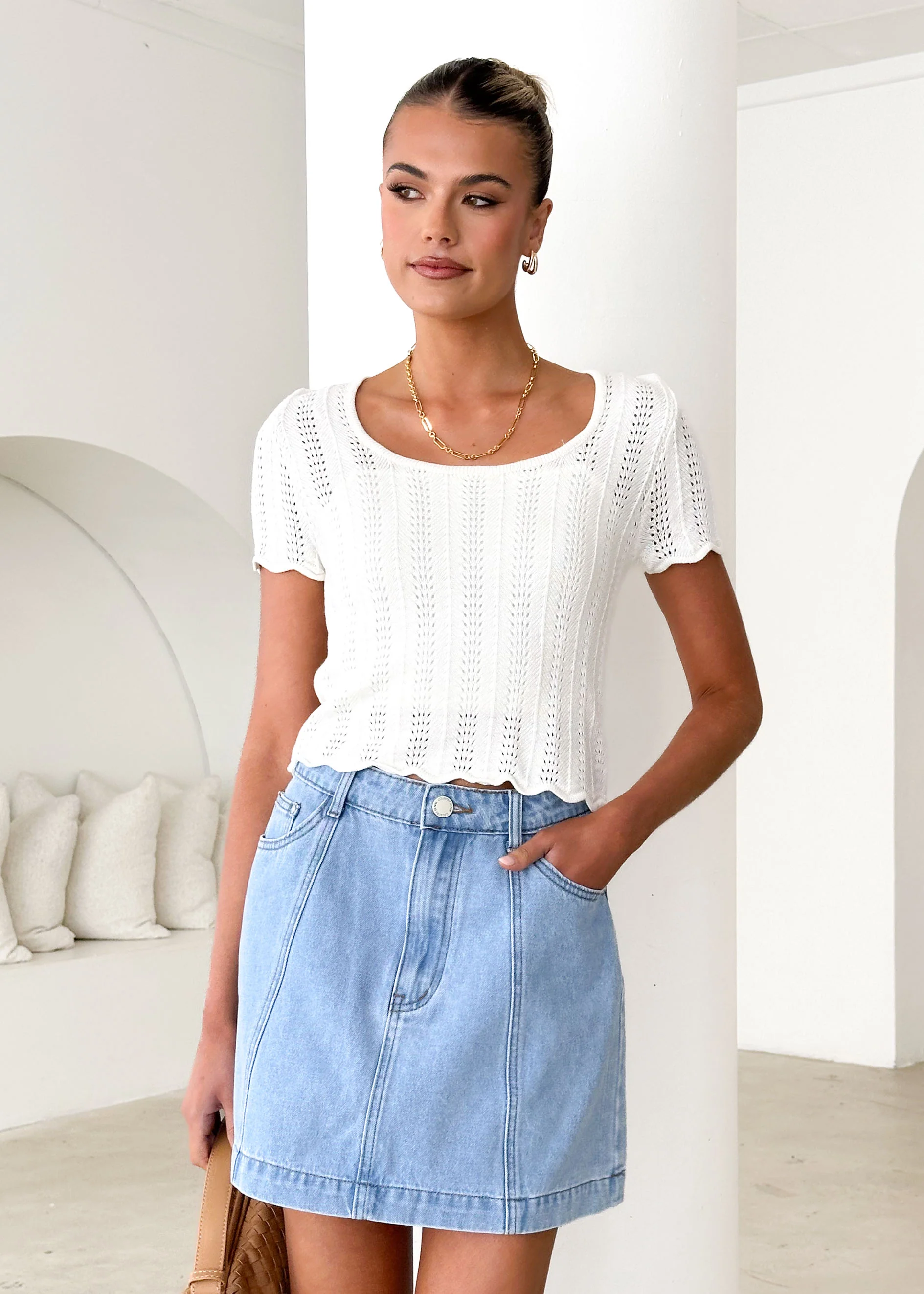 Araceli Knit Top - White - Honorern