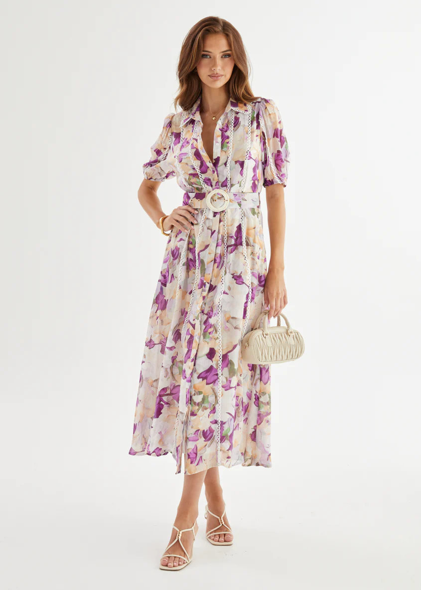 Melani Midi Dress - Violet Garden - Honorern