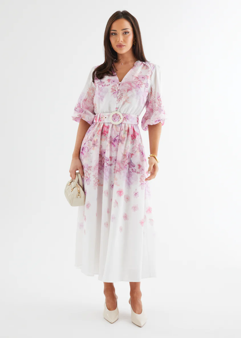 Lani Maxi Dress - Pink Flowers - Honorern