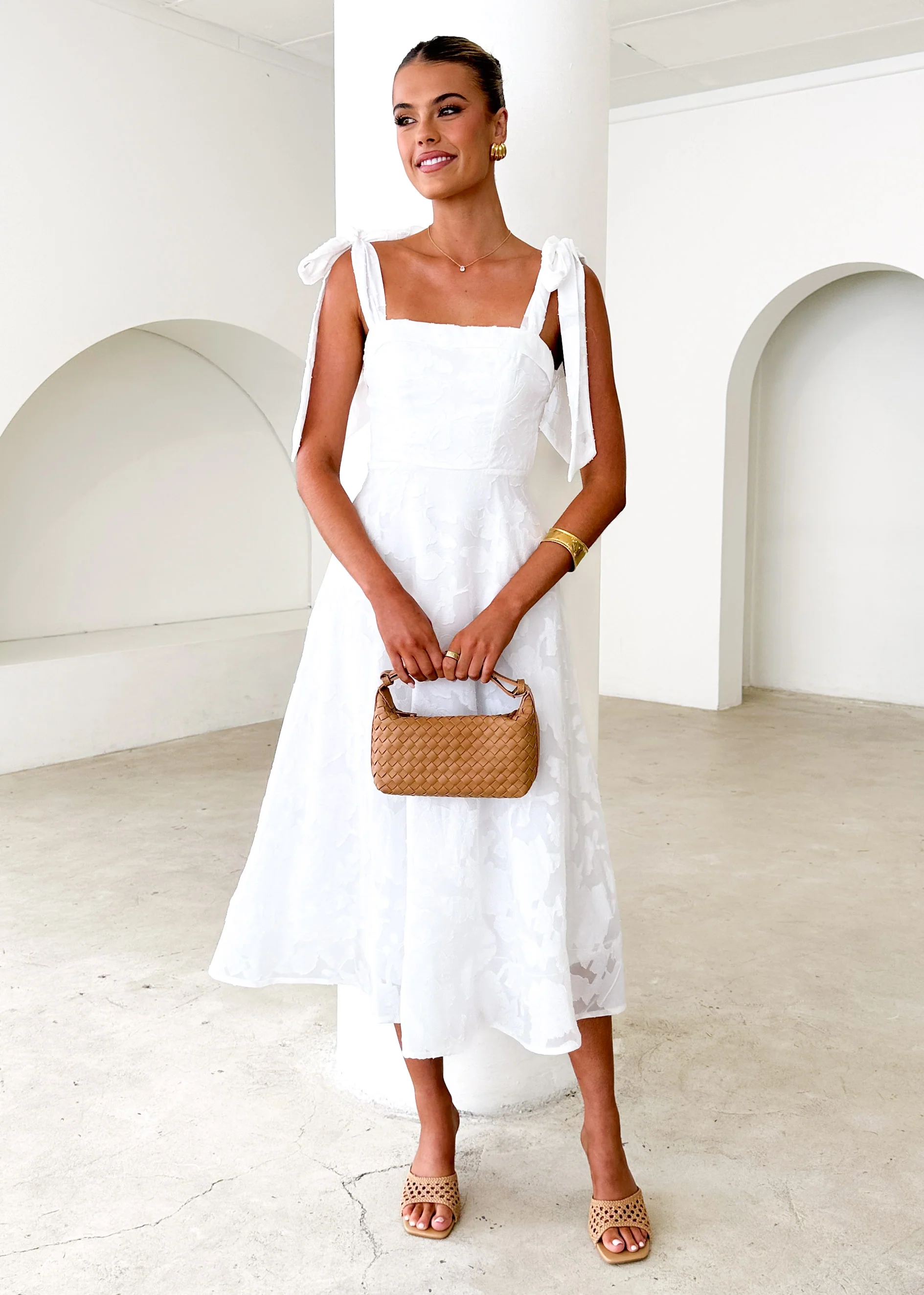 Kazane Midi Dress - Off White - Honorern