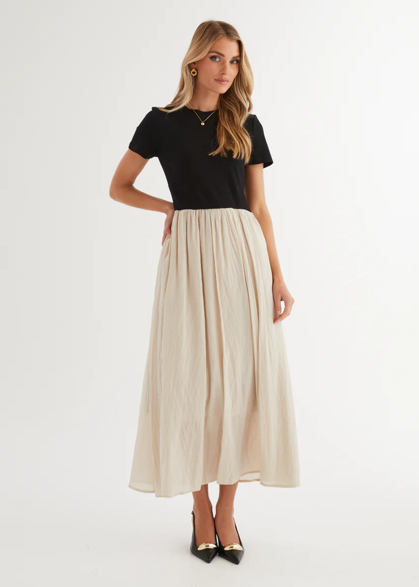 Riptide Maxi Dress - Beige Splice - Honorern