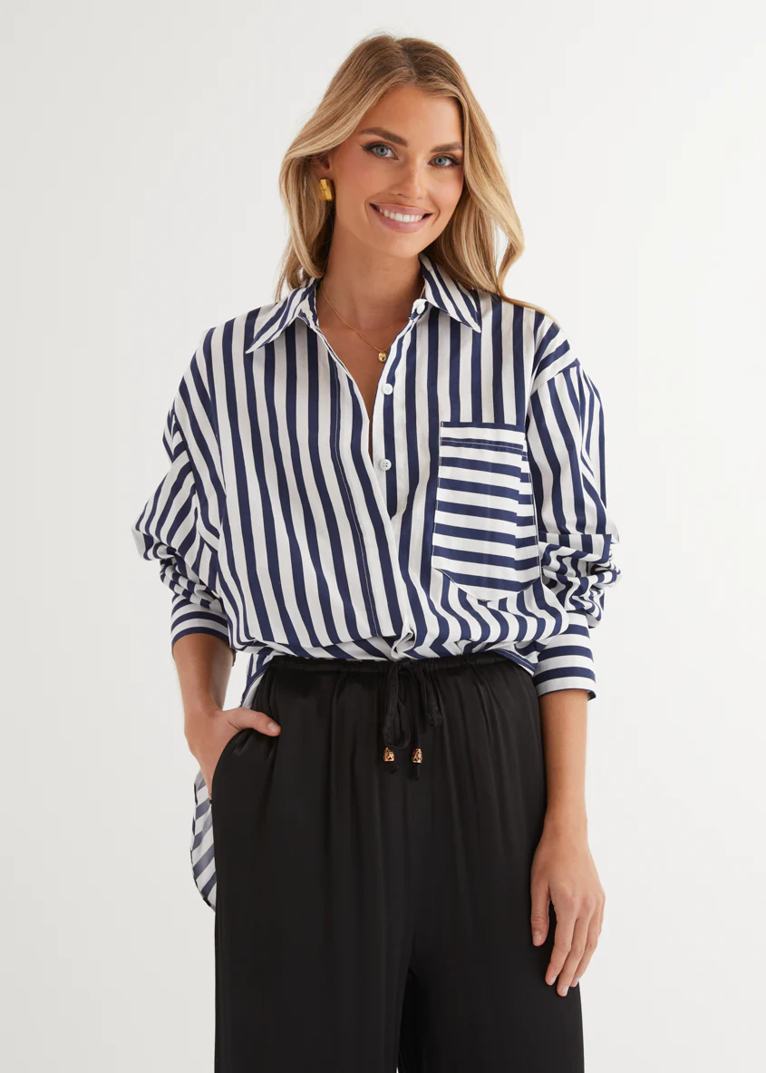 Lola Shirt - Navy Stripe - Honorern