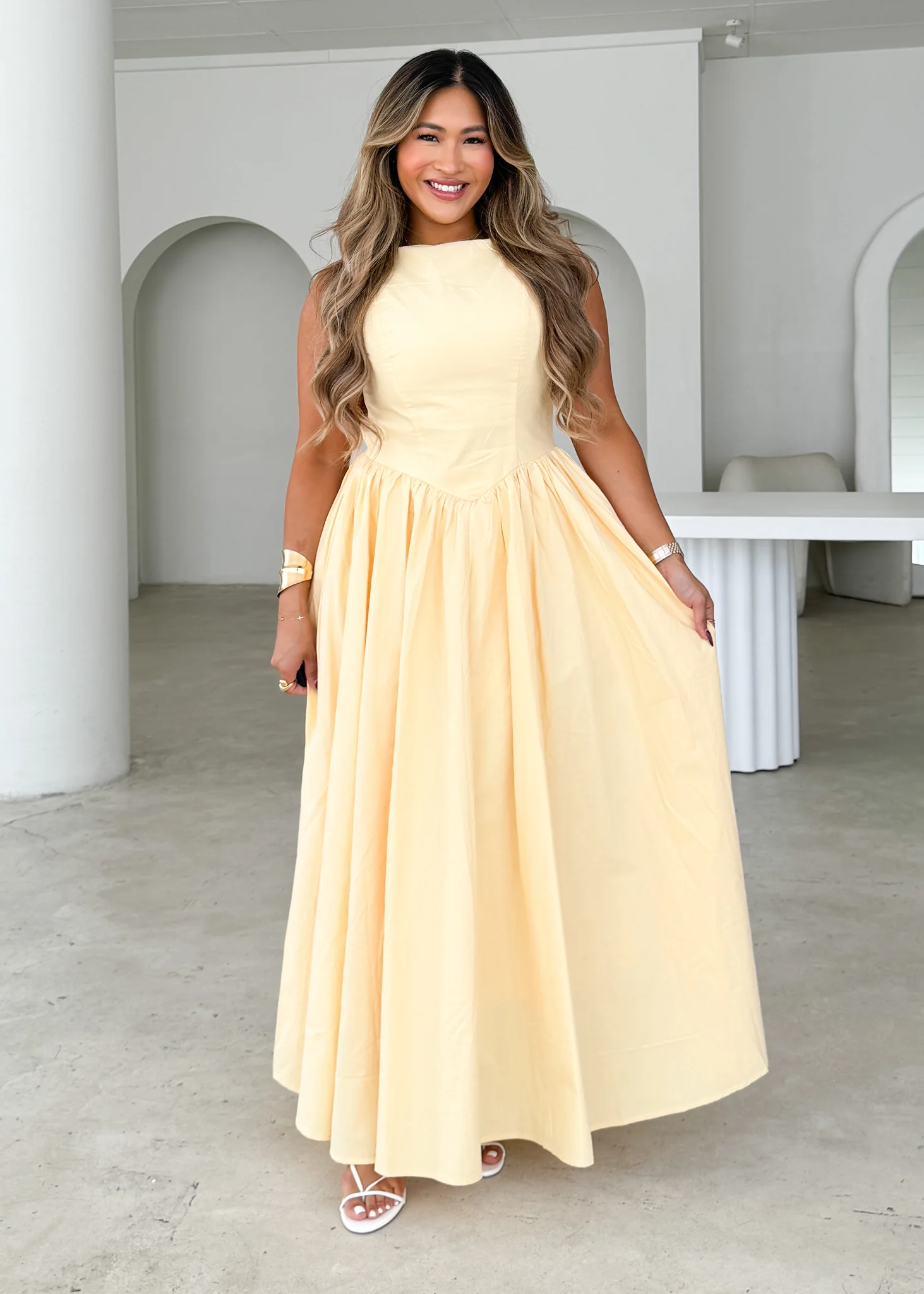 Bessie Maxi Dress - Lemon - Honorern
