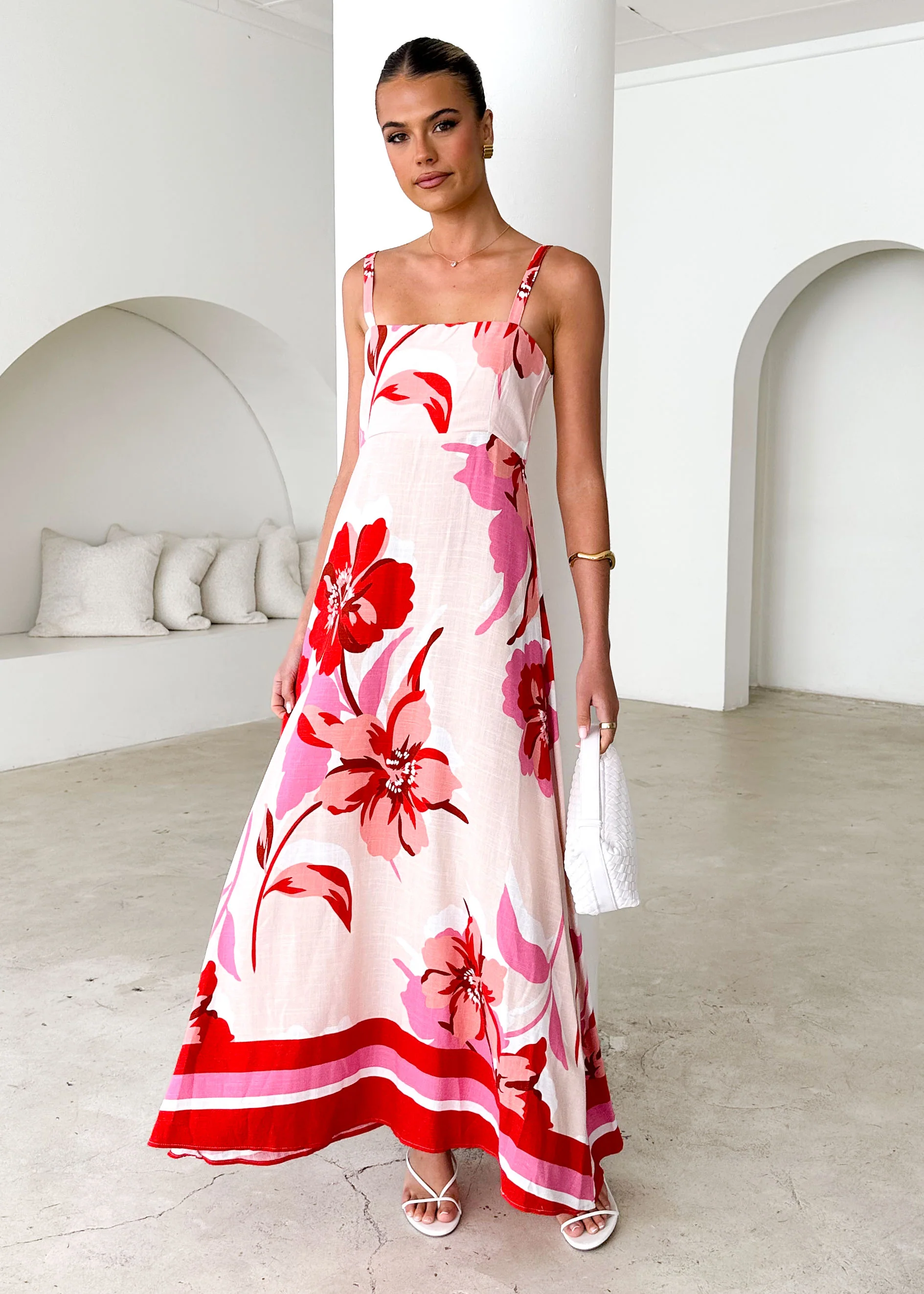 Maxine Maxi Dress - Red Rosabel - Honorern