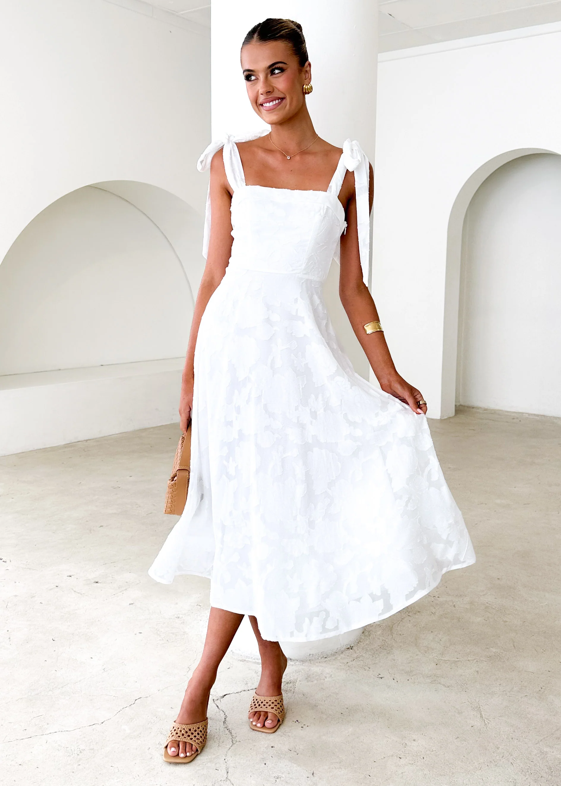 Kazane Midi Dress - Off White - Honorern