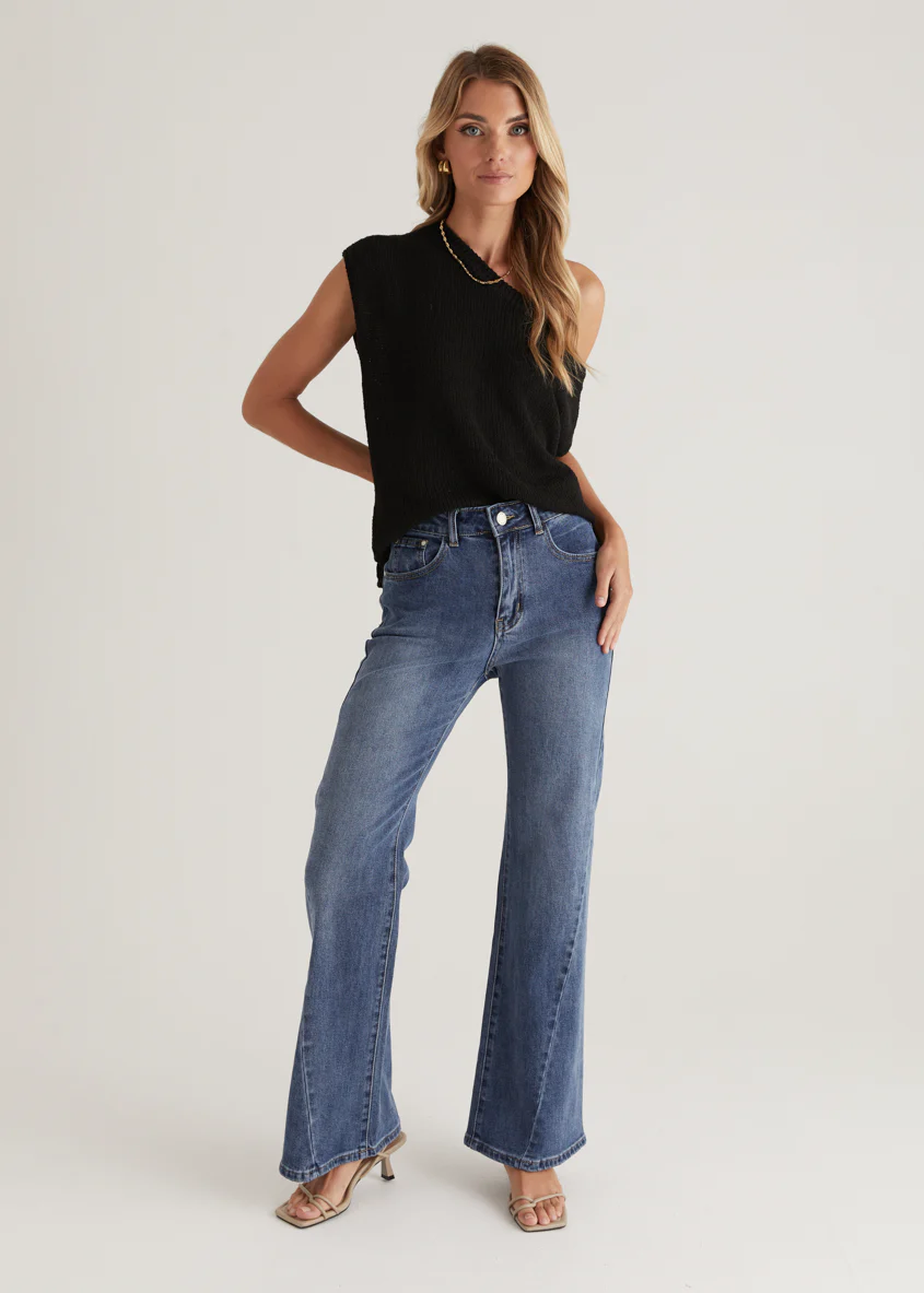 Georgie Stretch Flare  Jeans - Mid Blue - Honorern