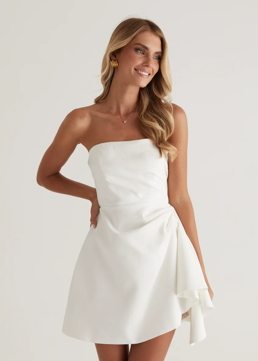 Prunella Strapless Dress - Off White - Honorern