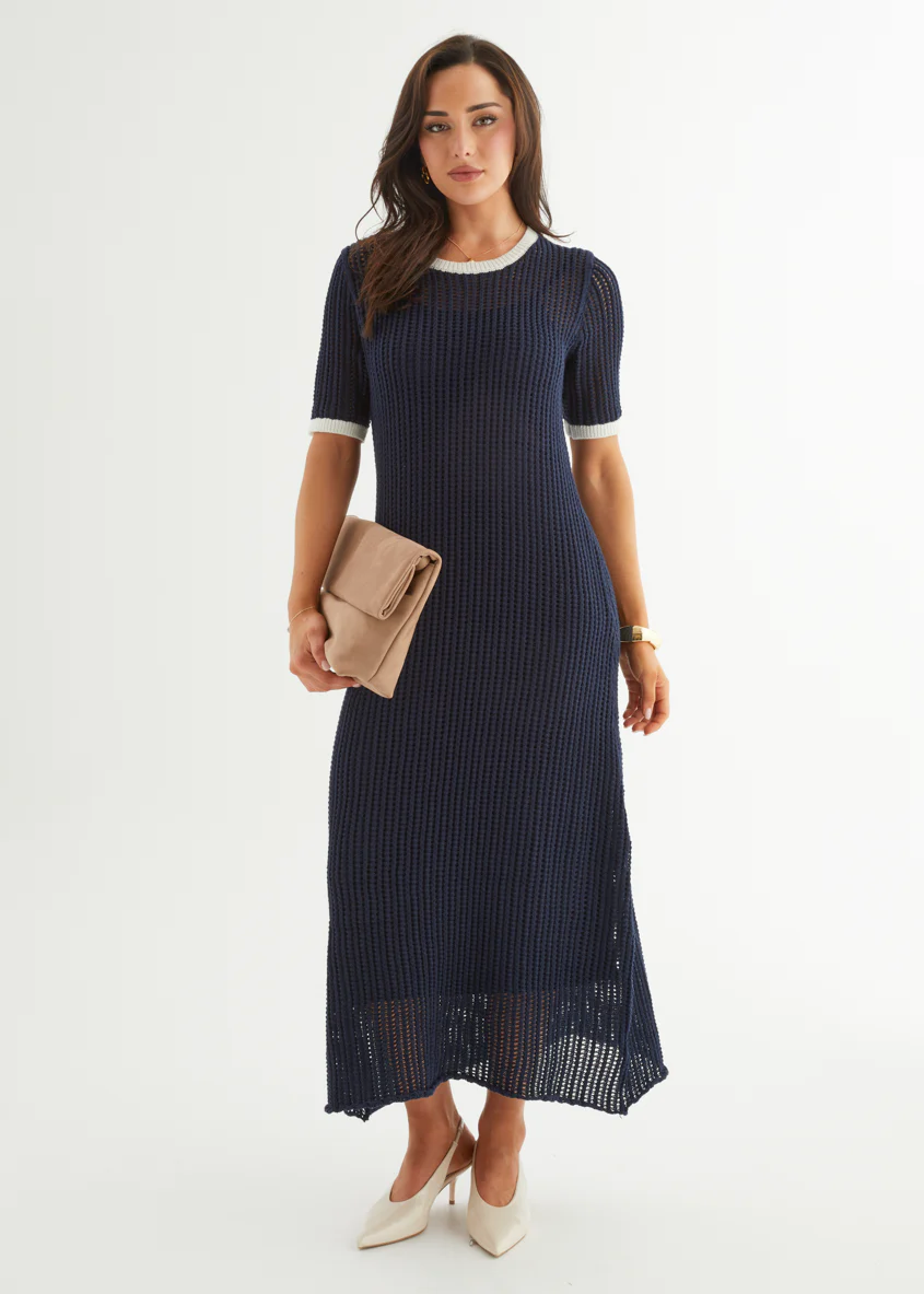 Janine Knit Maxi Dress - Navy - Honorern
