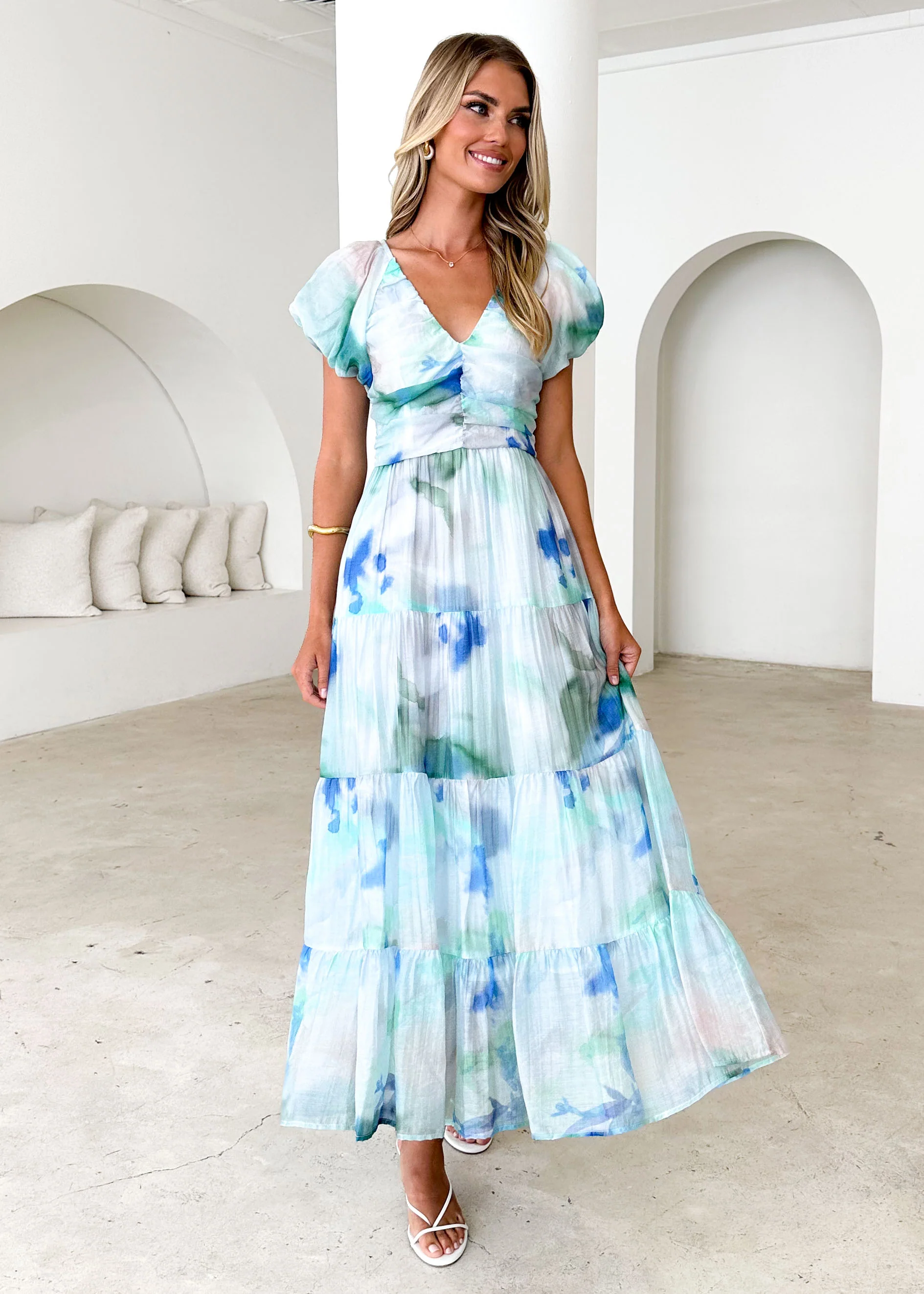 Sahnee Maxi Dress - Mint Haze - Honorern