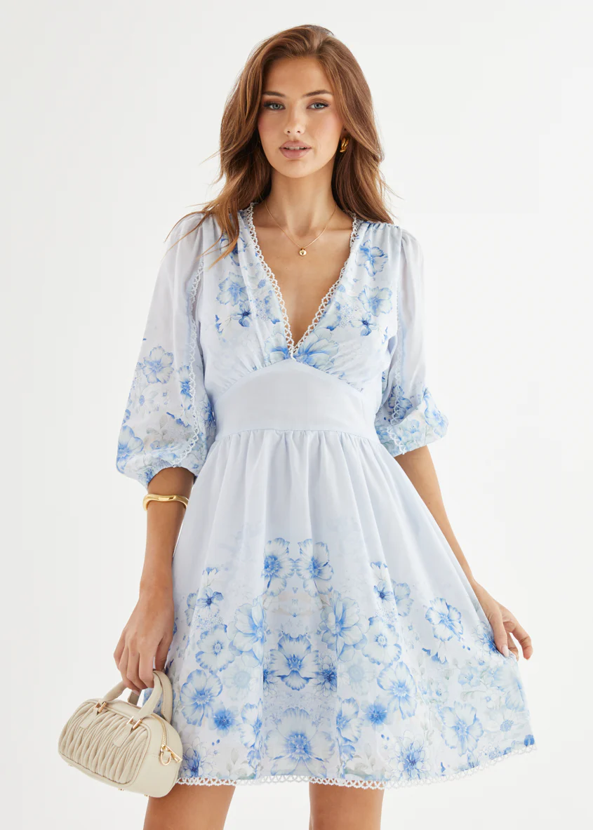 Layla Dress - Blue Flowers - Honorern