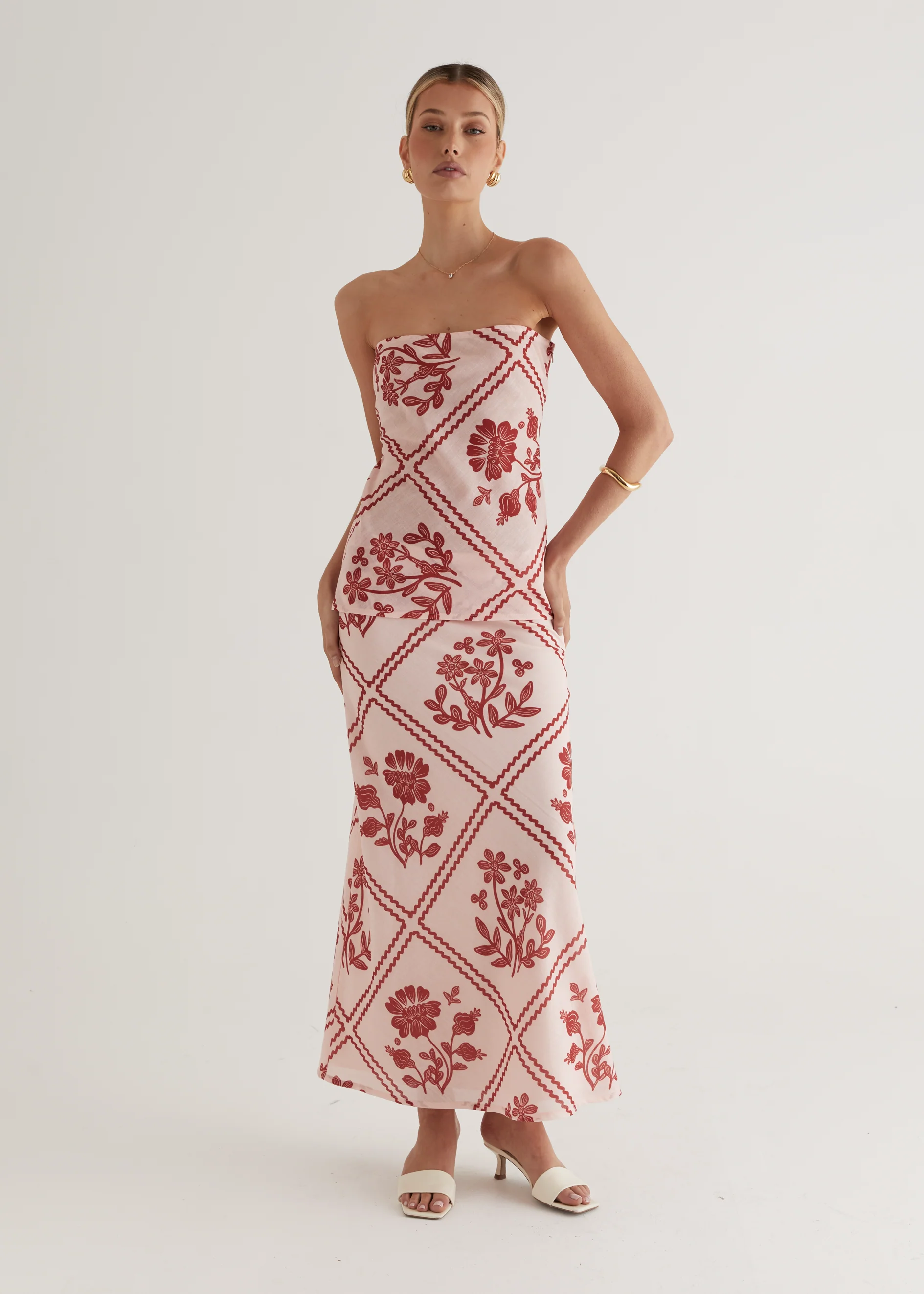 Madi Strapless Top - Red Floral - Honorern