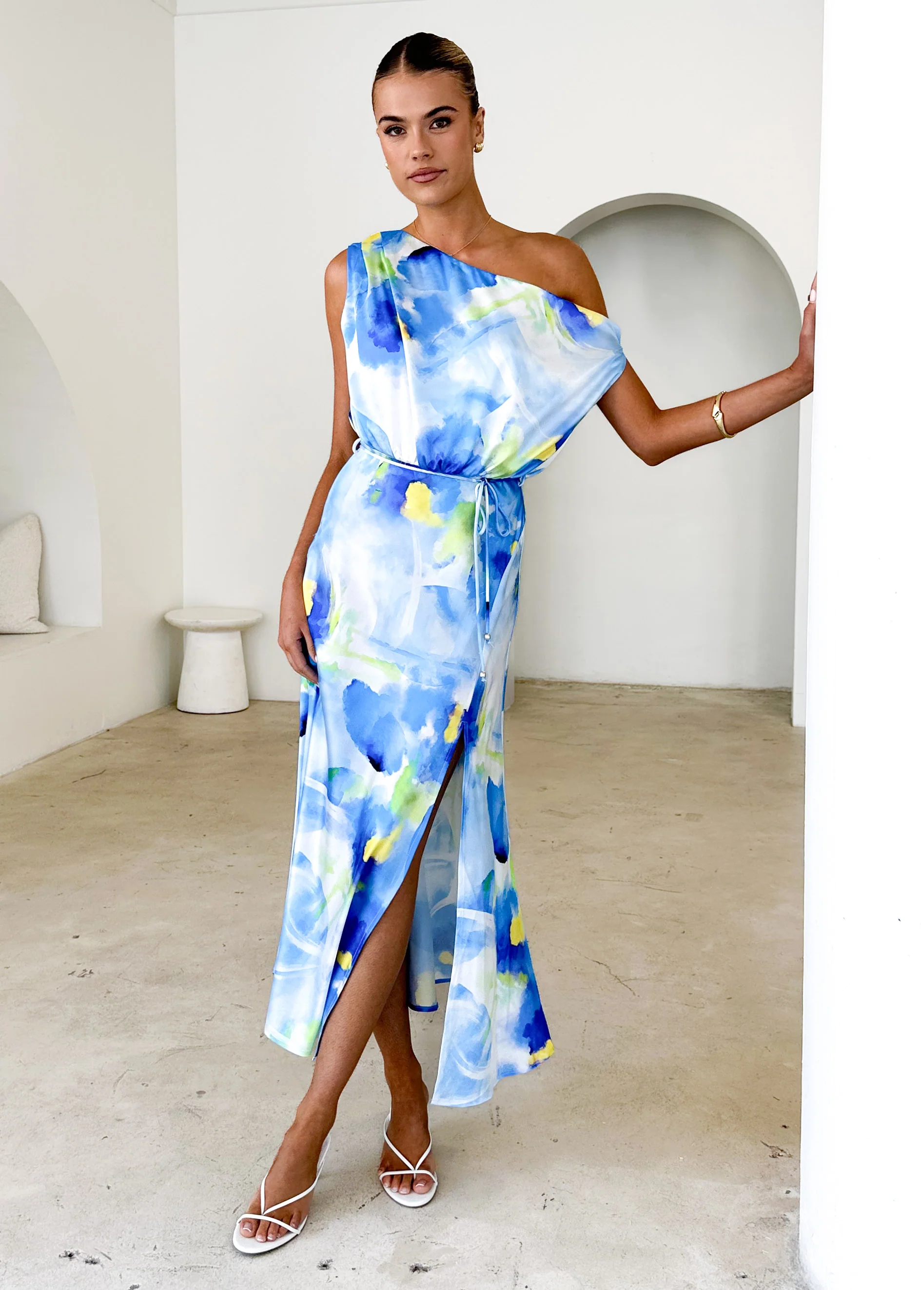 Tanya Midi Dress - Blue Abstract - Honorern