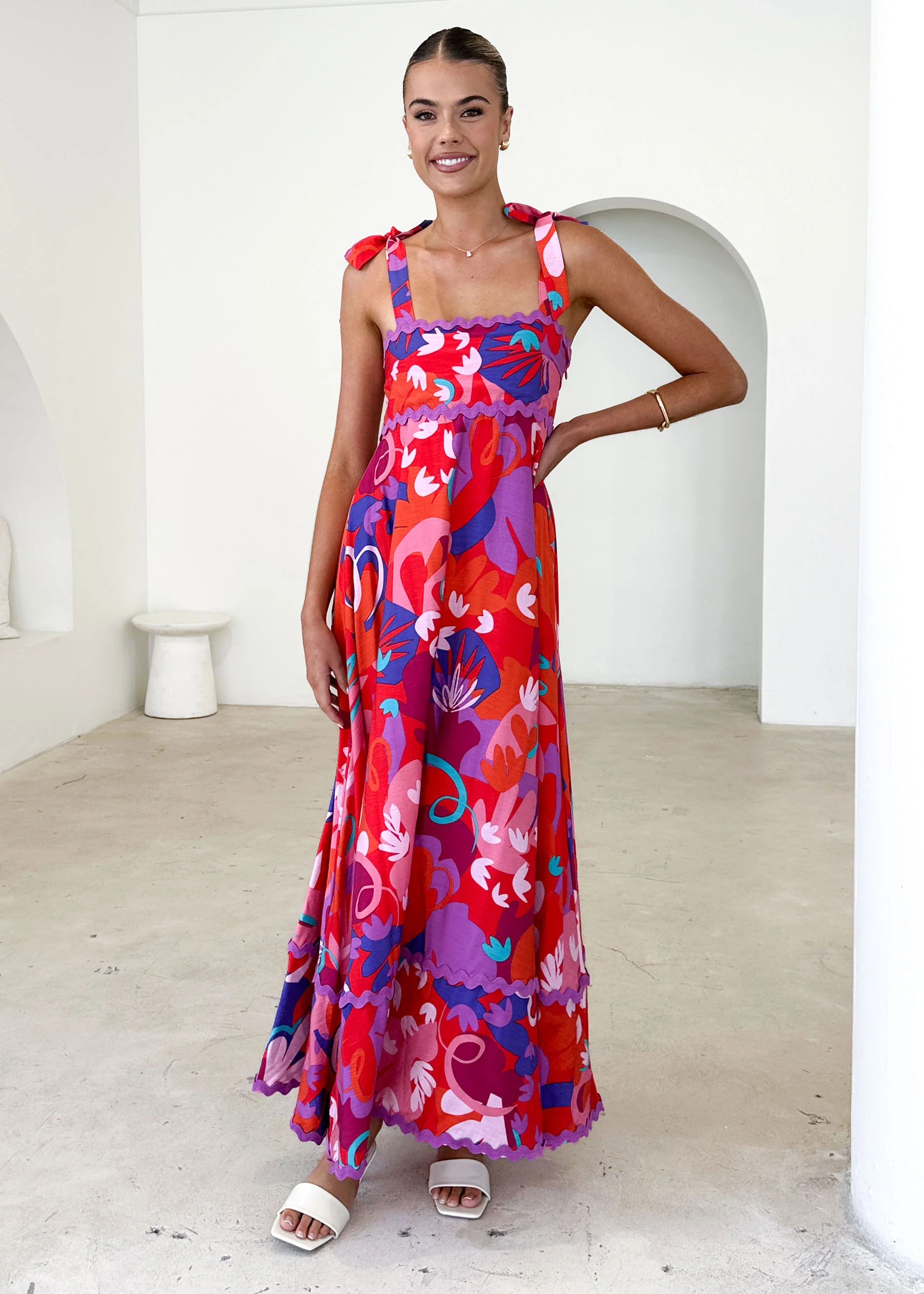 Riri Maxi Dress - Strawberry Abstract - Honorern