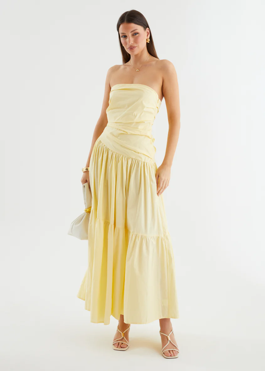 Abie Strapless Maxi Dress - Banana - Honorern