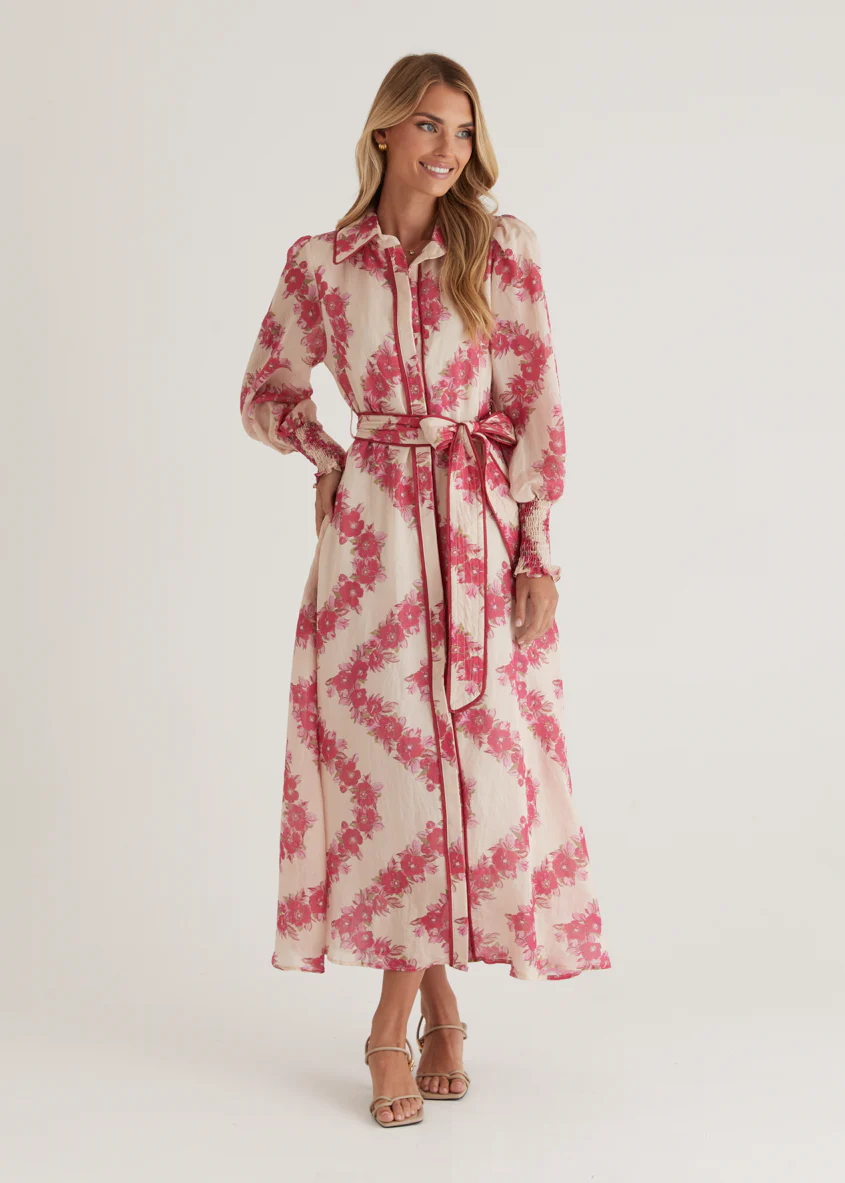 Rosemary Maxi Dress - Magenta Floral - Honorern
