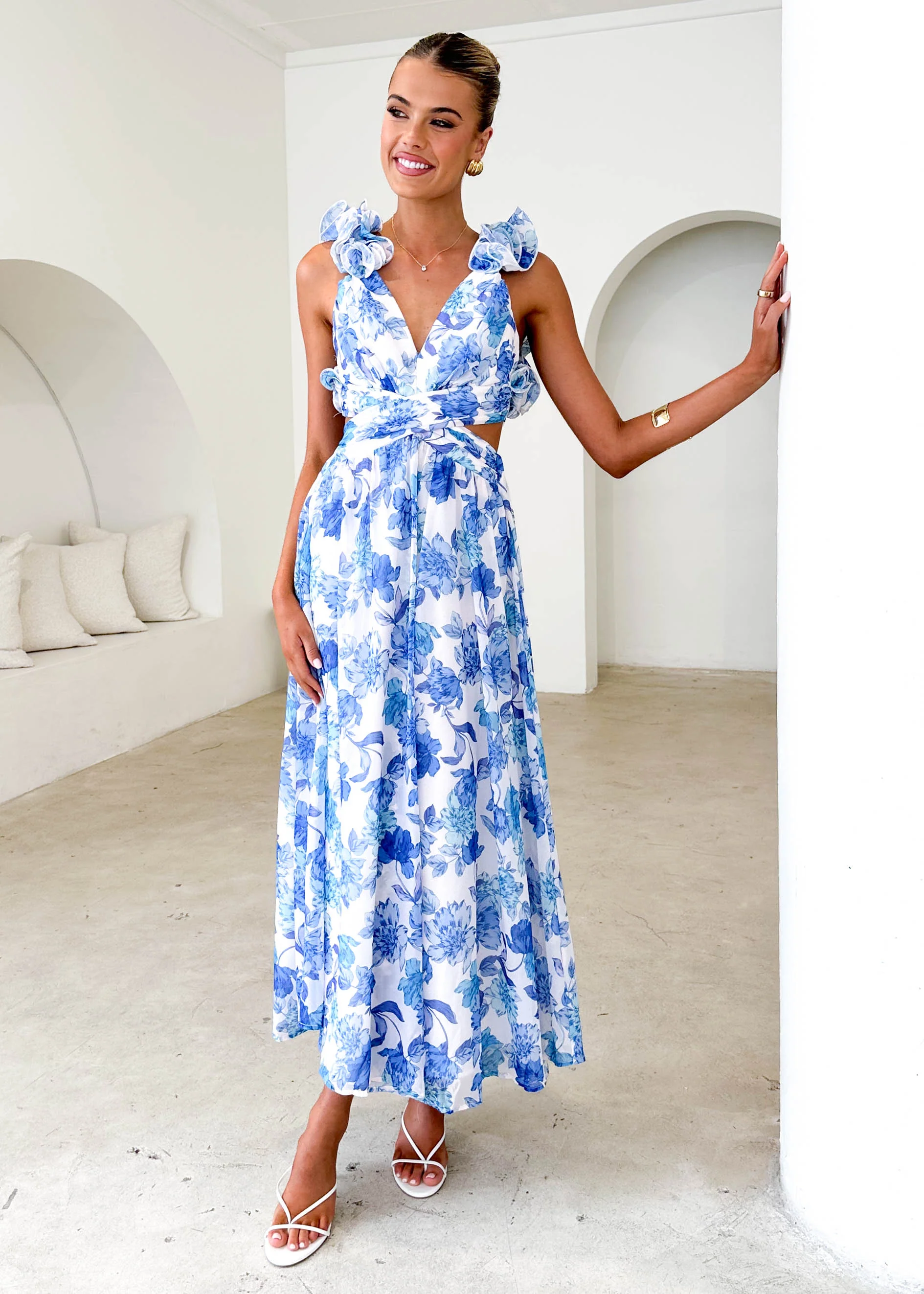Elba Maxi Dress - Blue Floral - Honorern