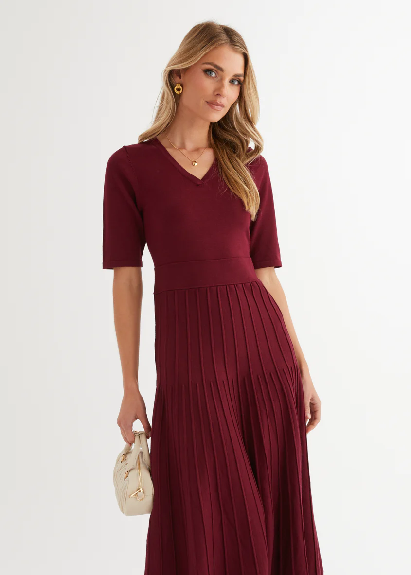 Acler Knit Midi Dress - Burgundy - Honorern
