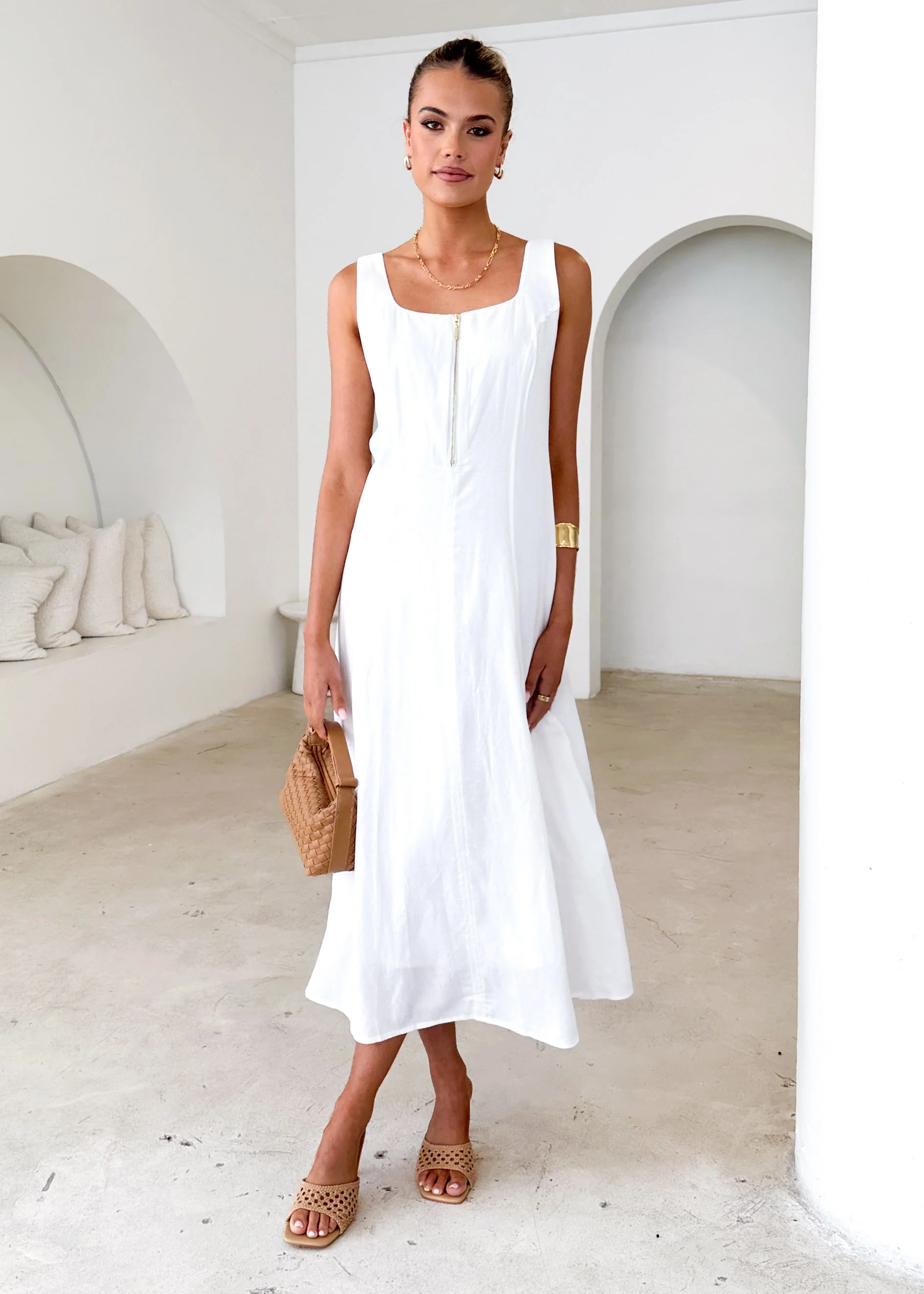 Ventura Midi Dress - Off White - Honorern
