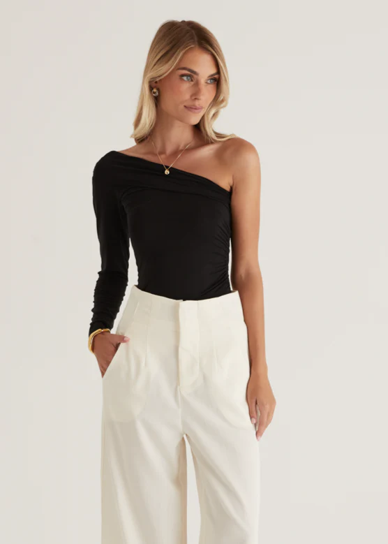 Hayler One Shoulder Top - Black - Honorern