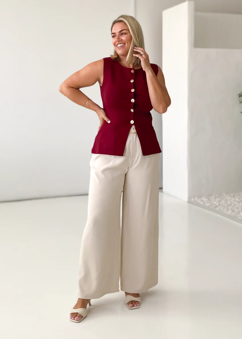 Tristy Knit Vest - Merlot - Honorern