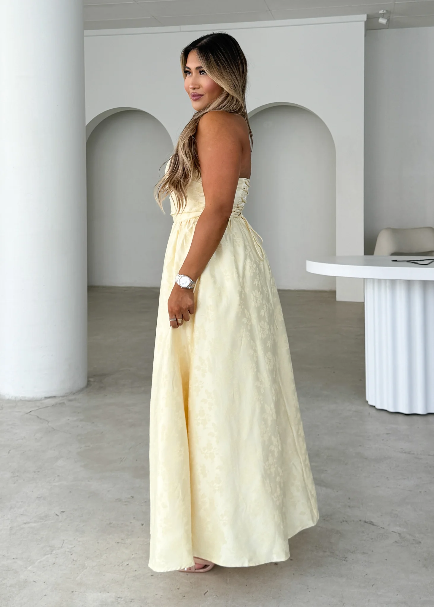 Laneway Strapless Maxi Dress - Lemon - Honorern
