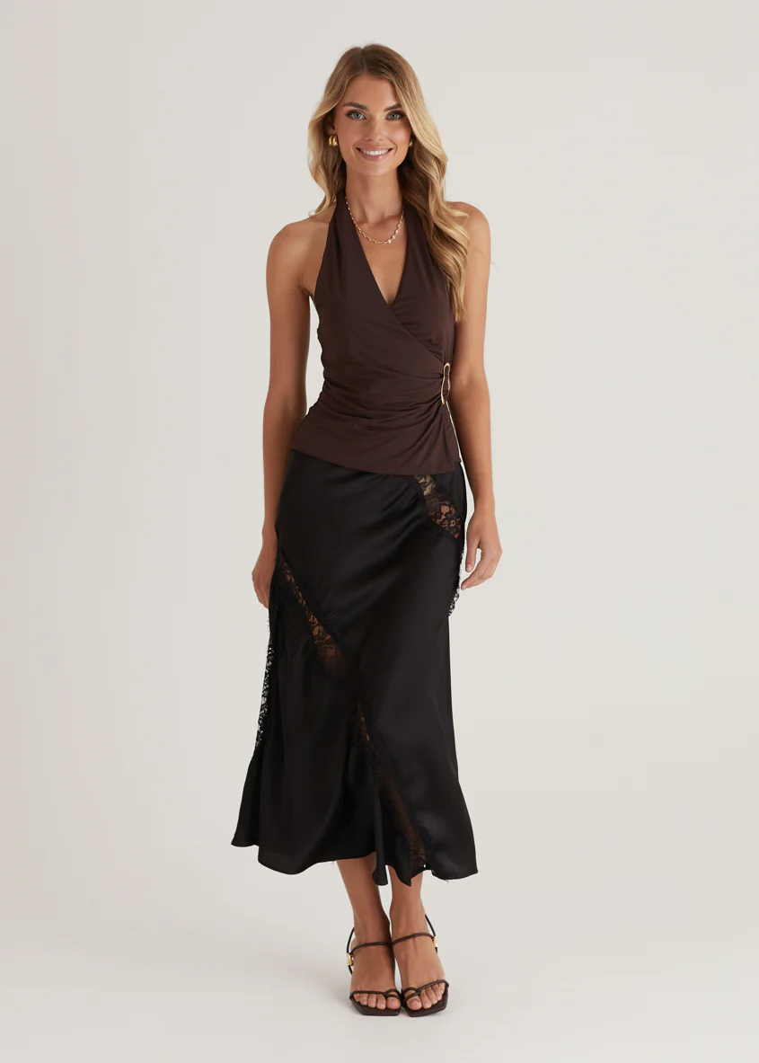 Selena Midi Skirt - Black - Honorern