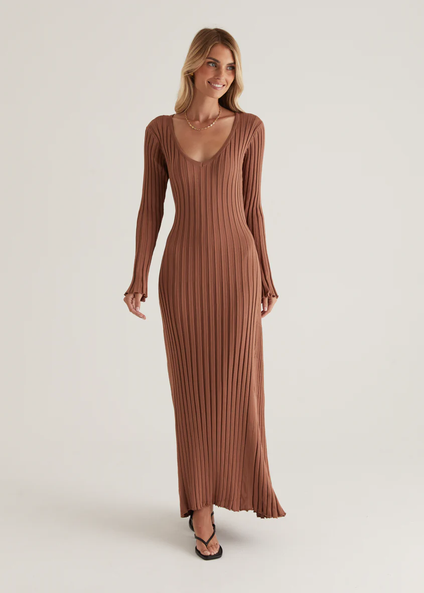 Norah Knit Maxi Dress - Clay - Honorern