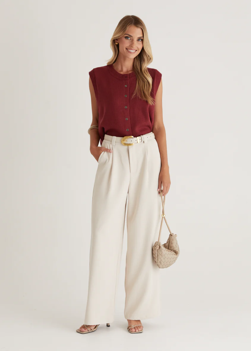 Amante Knitted Vest - Wine - Honorern