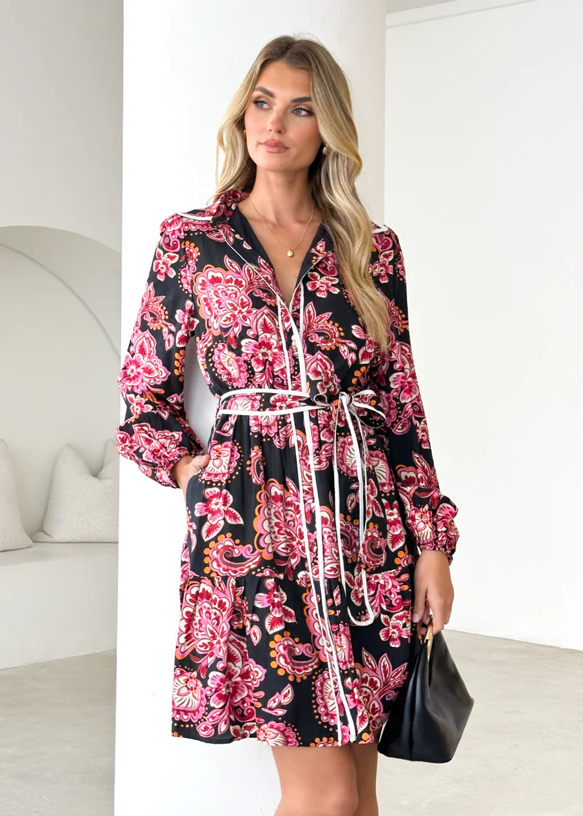 Skyler Dress - Black Paisley - Honorern