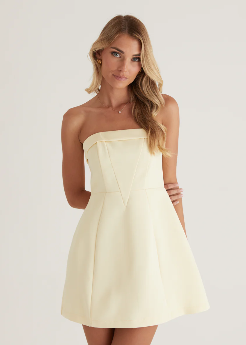Mahala Strapless Dress - Lemon - Honorern