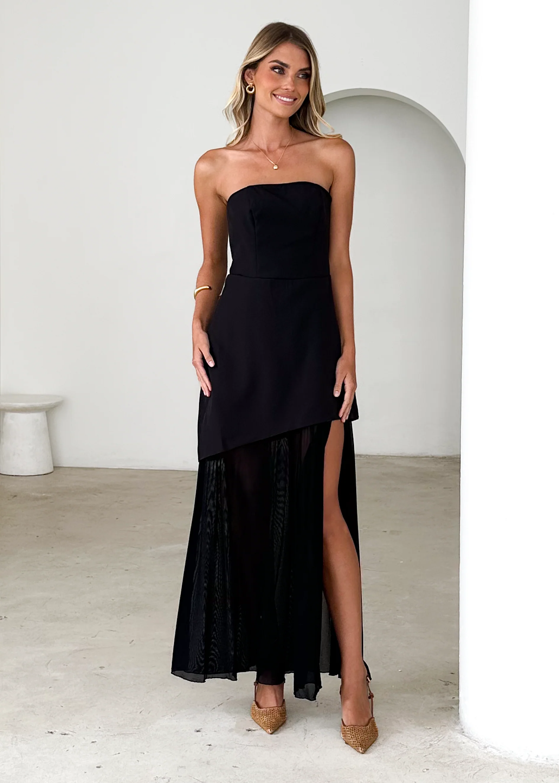 Cabaret Strapless Maxi Dress - Black - Honorern