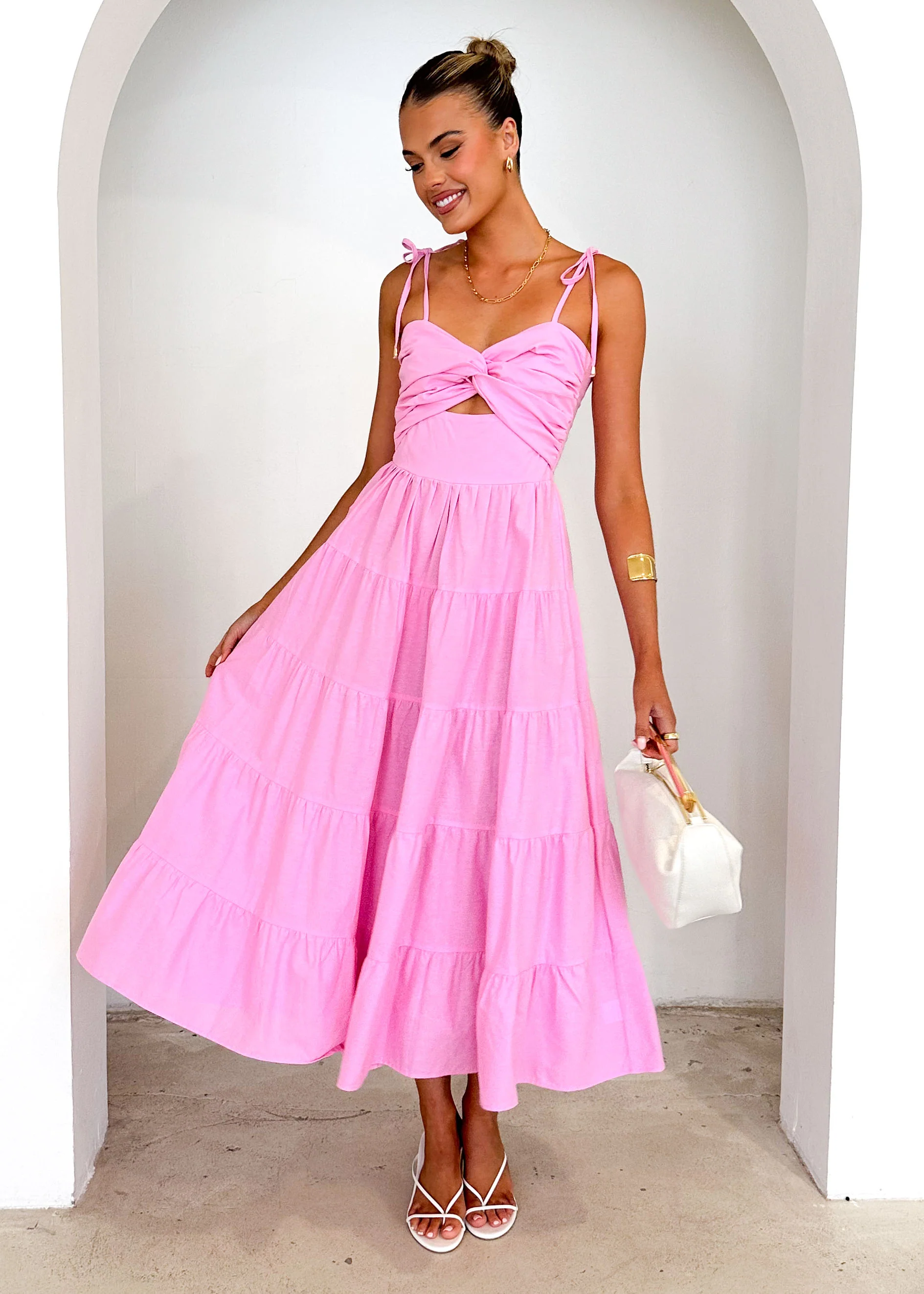 Tallia Midi Dress - Pink - Honorern